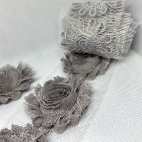 Gray Shabby flowers DIY headbands/clothing NEW lot - Picture 4 of 4